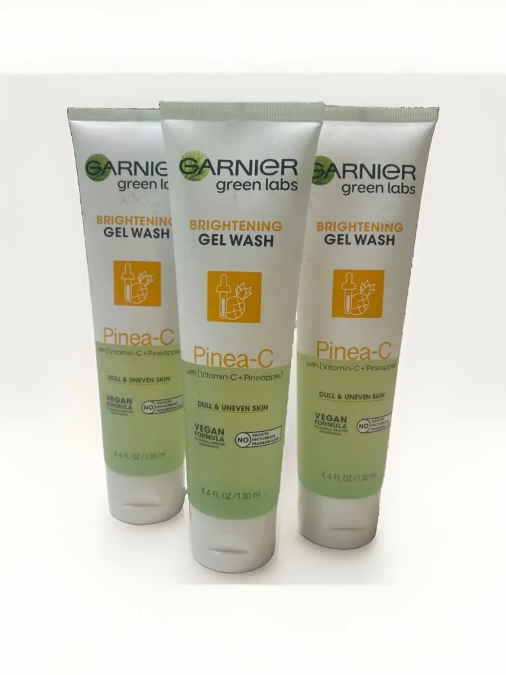 GARNIER GREEN LABS BRIGHTENING GEL WASH PINEA-C 4.4 OZ NWOB LOT OF 3